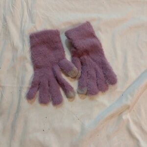 Cozy Purple Fuzzy Gloves